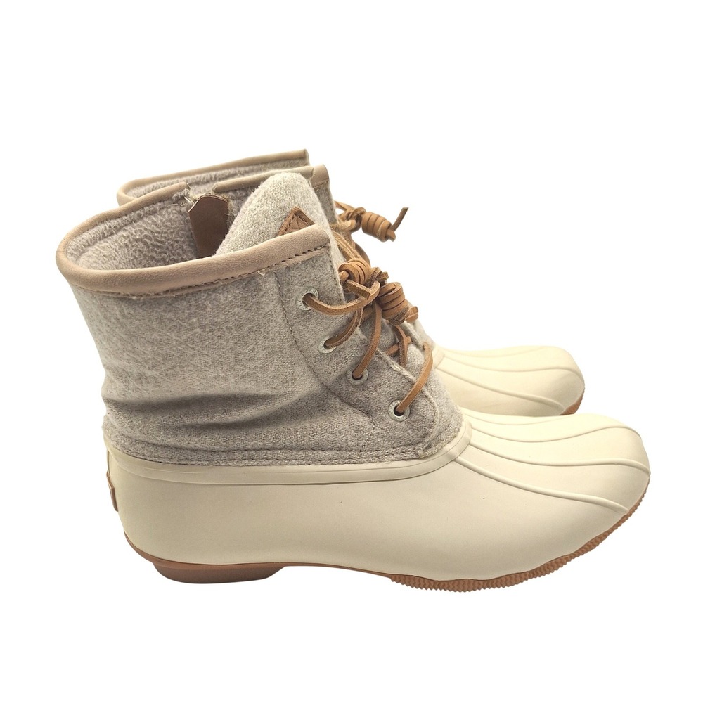 Sperry Top-Sider Saltwater Wool Duck Boots Oatmeal Beige STS82473 Womens 8 Cozy